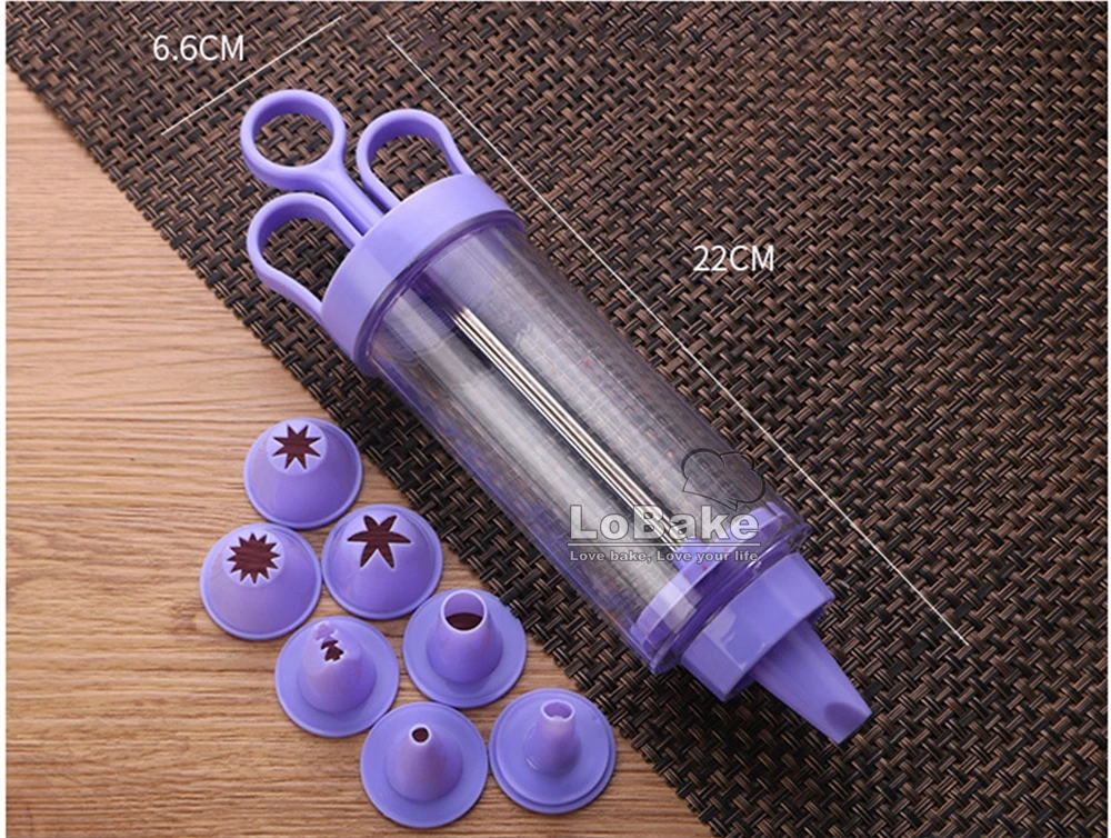 Mutifunctional Cookie Mounting Gun Butter Dispenser Plunger Press Pastry Guns with Piping Nozzles for DIY Decoration Supplies