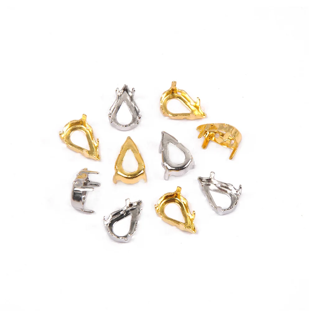 Leere Fassungen für alle Formen, Krallenfassung, verdicktes Kupfer, zum Aufnähen von Strasssteinen, Basis-Set, Silber, Gold, Nähzubehör, DIY-Steinhalter – Detail 16