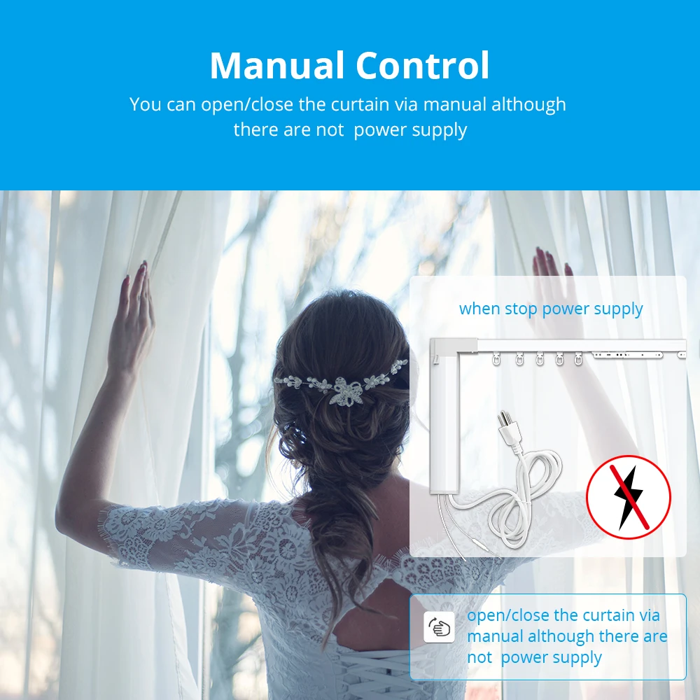 Zemismart Tuya WiFi Electric Silding Curtain Motor with Customized Track RF Remote Control Alexa Google Home Yandex Alice Voice