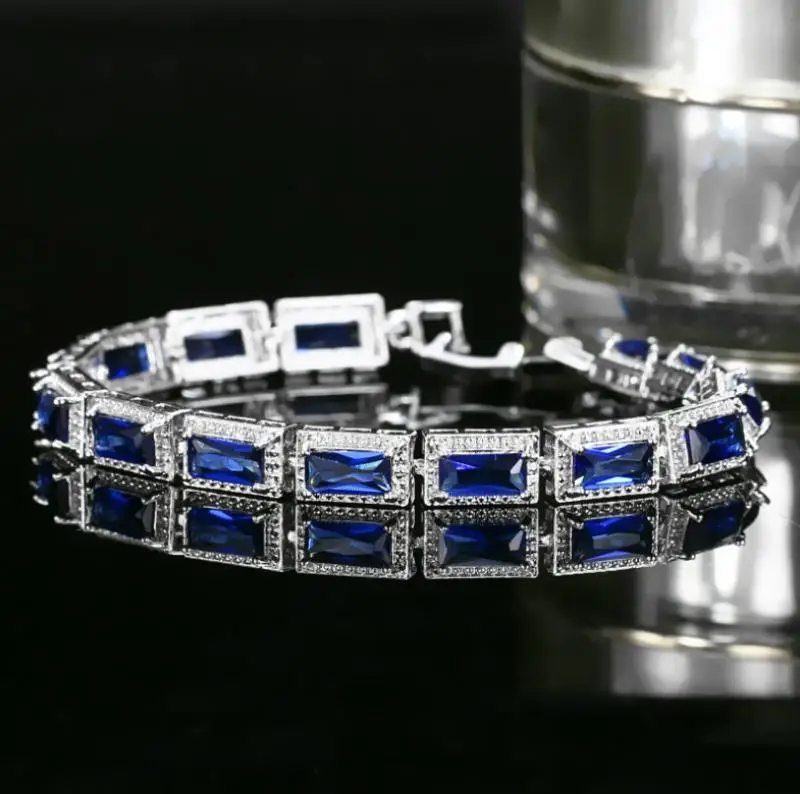 Fashion Ladies Wedding Wristband Silver Color Cubic Zirconia Crystal Chain Bracelet Anniversary Romantic Gift