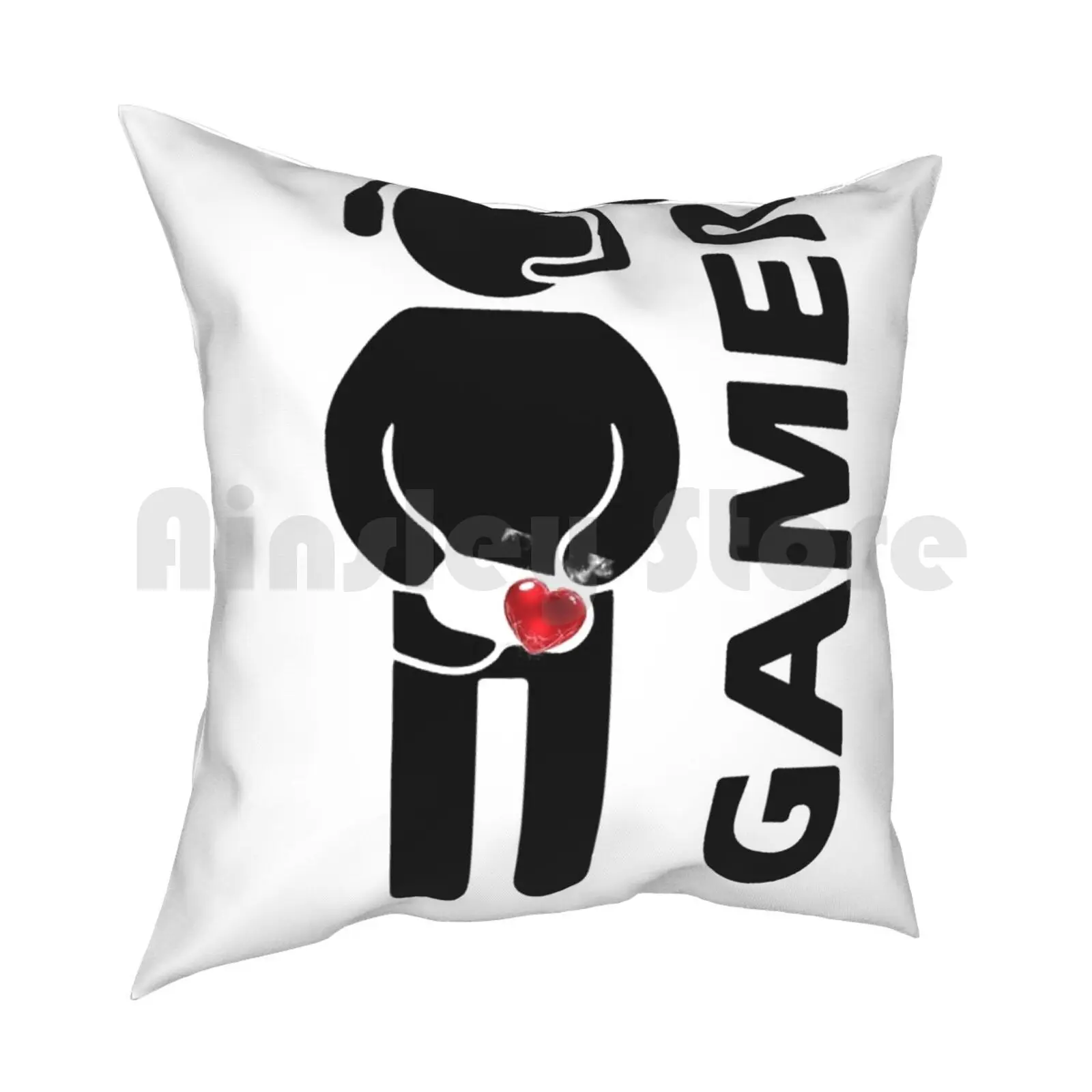 Gamer Pillow Case Printed Home Soft Throw Pillow Gamer Games Xbox Play Station Levels Happy Love Controller Friends