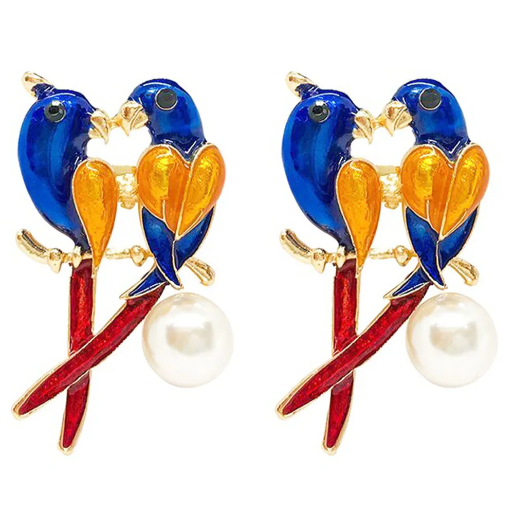 Blue fashion cool parrot rhinestone brooch