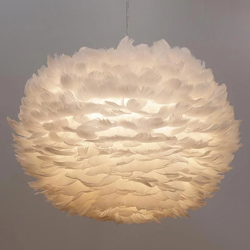 

Nordic Design Pendant Light White Feather Hanging Lamp Modern Dinning Room Kitchen Loft Decor Home Lighting Fixtures 110-240V