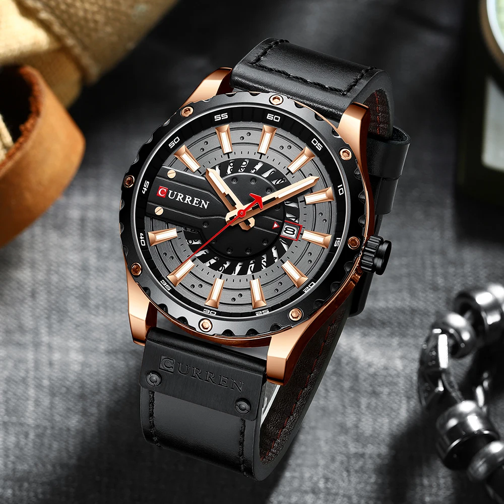 Watches CURREN For Men Luxury Brand Fashion Quartz Wristwatch With Leather Strap Casual Business Luminous hands Clock Male