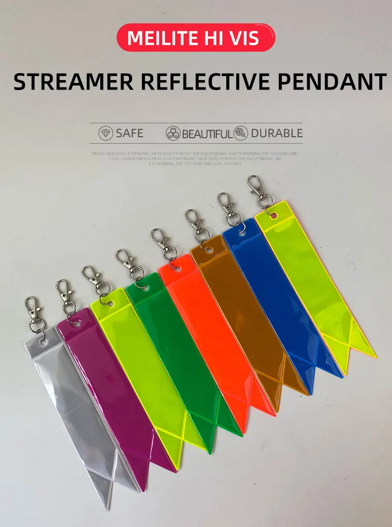 New MEILITE Streamer Reflective Keychains Safety Reflector Bag Pendant Jewelry Keyings Accessories For Kids Women Men Gifts