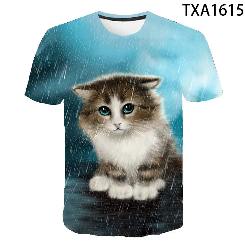 3D Printed Fashion Cool Cat T Shirts Men Women Children Cotton Short Sleeve Casual Short Sleeve Printed Tops Boy Girl Kids Tee