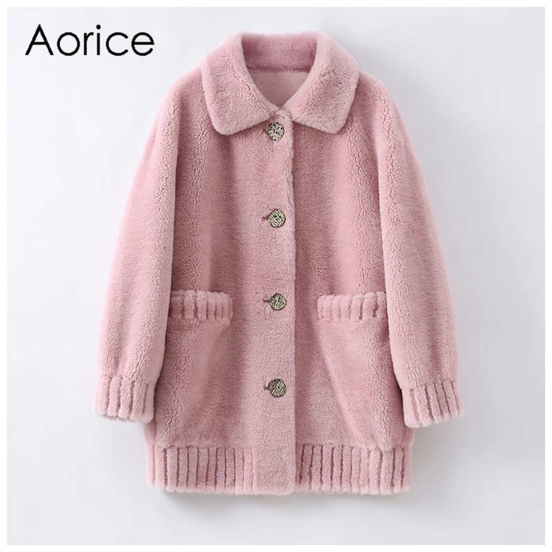 Aorice 겨울 여성 모직 모피 코트 트렌치 양털 깎기 Jacke Coats 레이디 여성 Warm Jackets Parka H6007