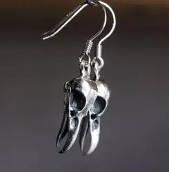 Crow Raven Bird Skull Earrings Gothic Animal Witch Ear Wizard Halloween Goth Jewelry
