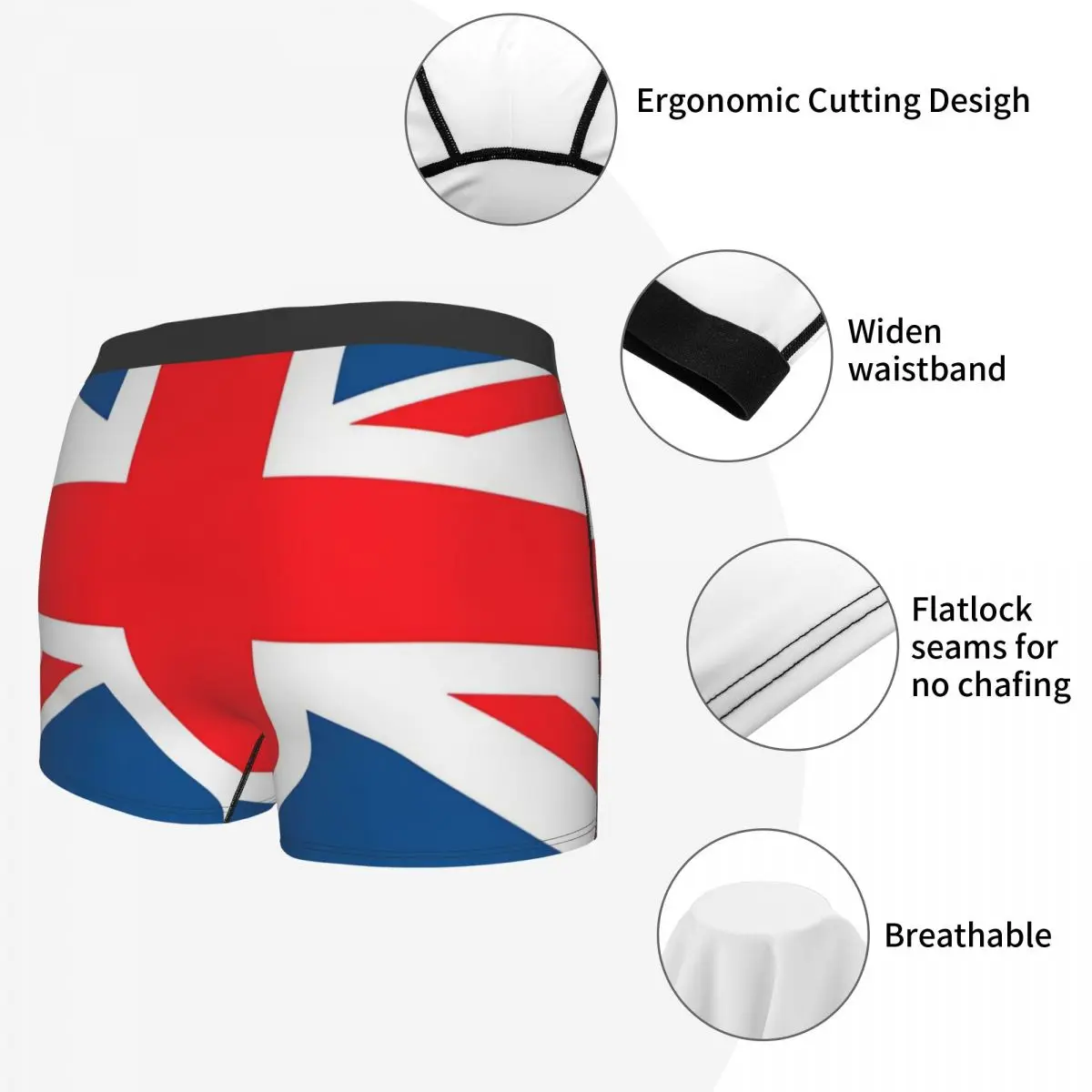 British Flag Underpants Breathbale Panties Male Underwear Print Shorts Boxer Briefs