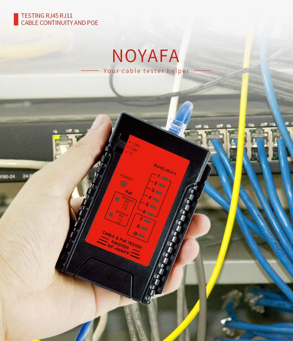 NOYAFA NF-468PF RJ45 RJ11Network Cable lan tester Test Tools Networking For Network Lan Wiremapping With POE Test