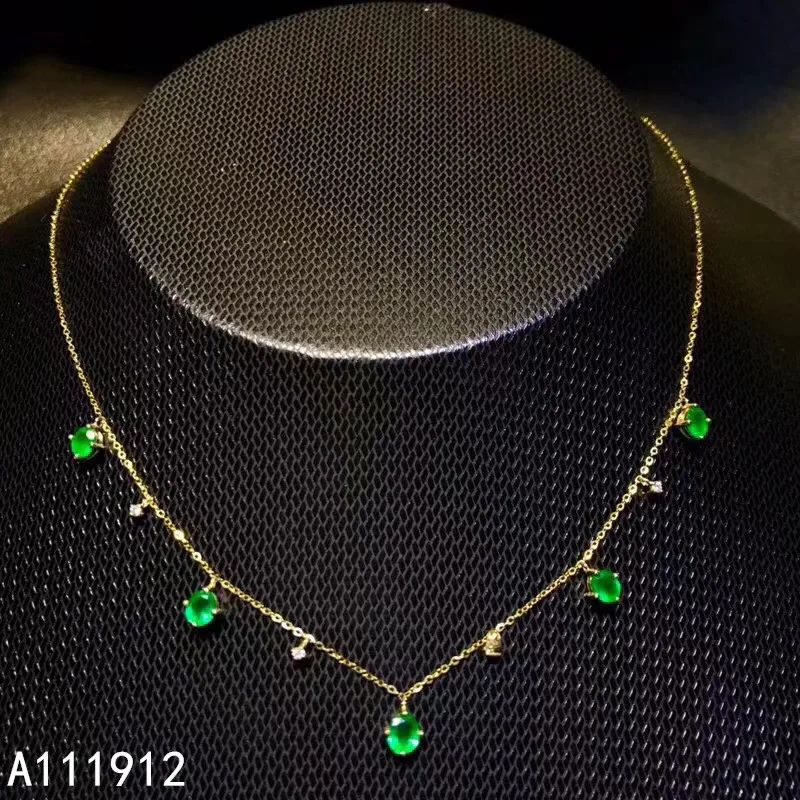 

KJJEAXCMY fine jewelry natural Emerald 925 sterling silver gemstone new women pendant necklace chain support test elegant