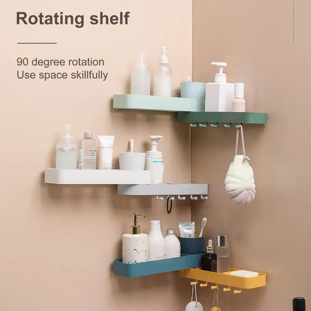 360 Degrees Rotation Storage Rack Non-deforming ABS Traceless Tray Bathroom Shelf Corner Shampoo Cosmetic Organizer Holders