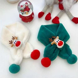 Cute Children Christmas Elk Scarf Winter Scarf Boy Girls Scarves Baby Imitation Rabbit Fur Collar Scarf with Pompom Neck Warmers