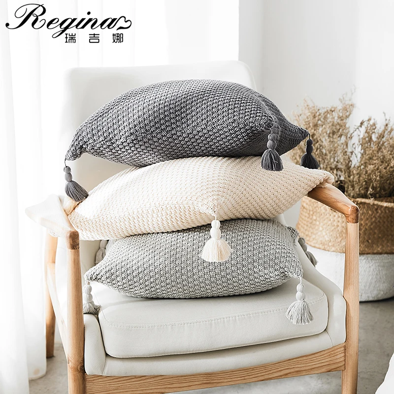 REGINA Brand Elegant Hand Crochet Pillow Case Delicate Cotton Sofa Bed Throw Pillow Cover Autumn Home Decorative Cushion Cover