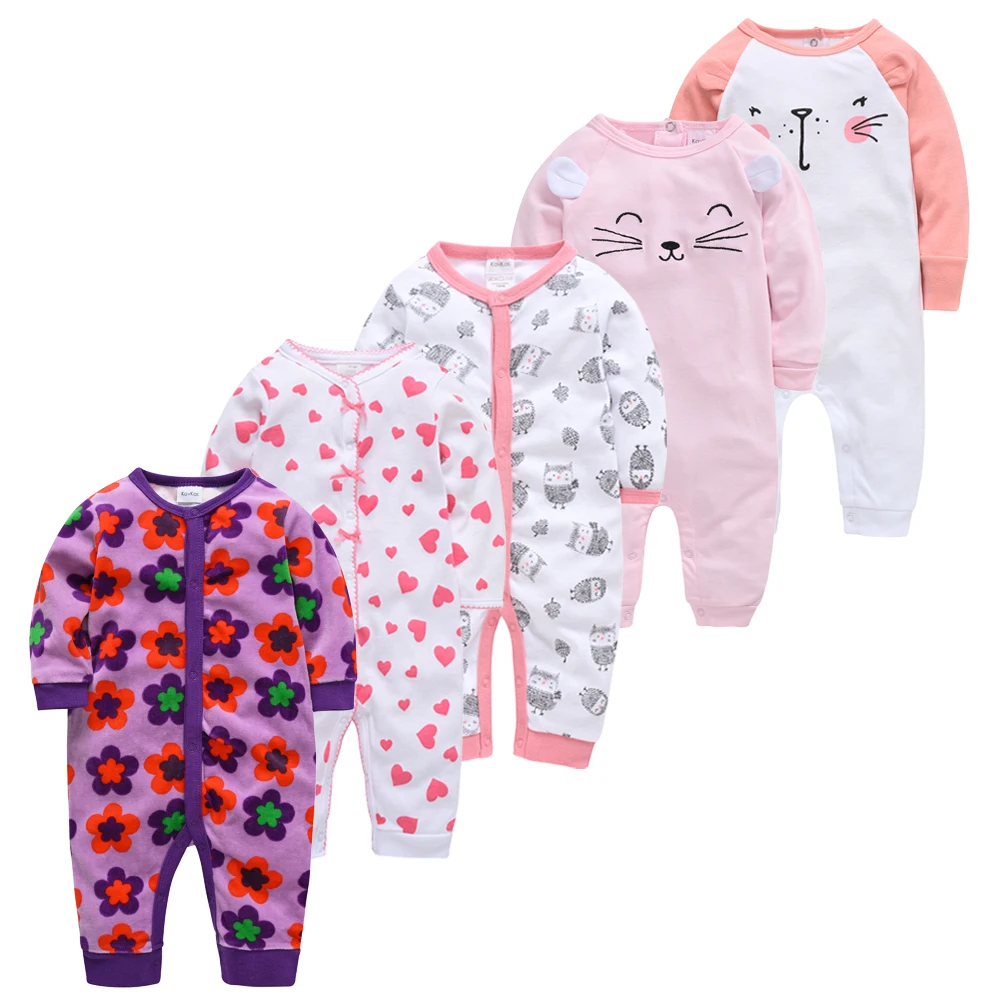 Honeyzone 5pcs/set Sleepers Baby Jumpsuit Newborn Girl Boy Clothes Cotton Breathable Soft Winter Romper