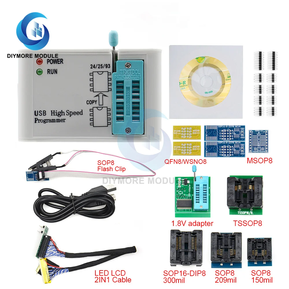 High Speed USB Programmer EZP2019 with 6 Sockets Support 24 25 26 93 EEPROM 25 flash bios chip Support WIN7&WIN8 EZP2013 EZP2010