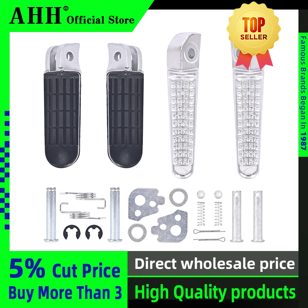 AHH 1Pair Aluminum Alloy Anti-Skid Black CNC Folding Foot Pegs Pedal Rest Front and Rear Footpegs Footrest For HONDA CB400