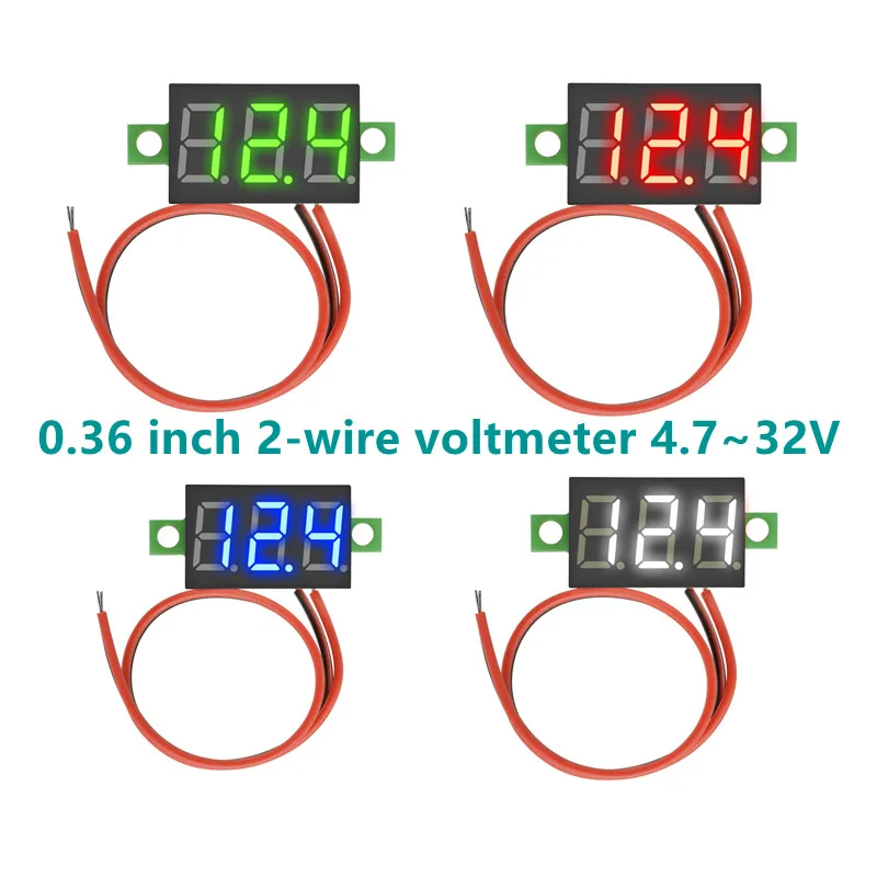 Mini Digital Voltmeter Voltage Tester Meter 0.36\'\' DC 4V-32V LED Screen Electronic Parts Accessories Digital Voltmeter 12V 24V