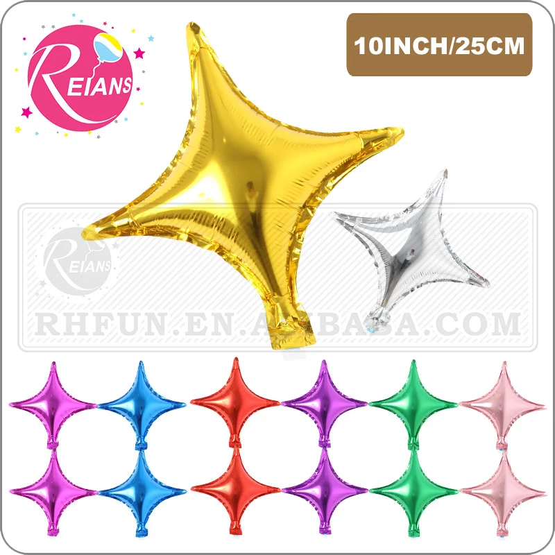 10 inch Foil 4 pointed Star Balloon mylar balloons for Birthday Wedding Party Decoration Helium Metallic globos air ball decor