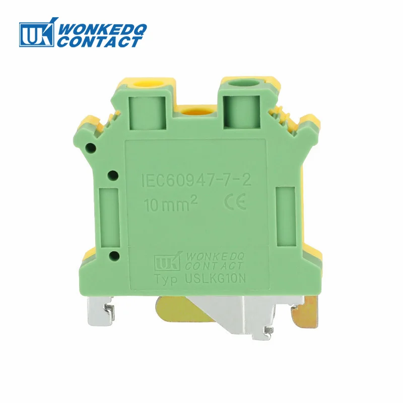 USLKG10N Ground Modular Screw Terminal Block Earth For UK-10N, 10 mm² Wire Electrical Din Rail Connector USLKG10 USLKG-10N