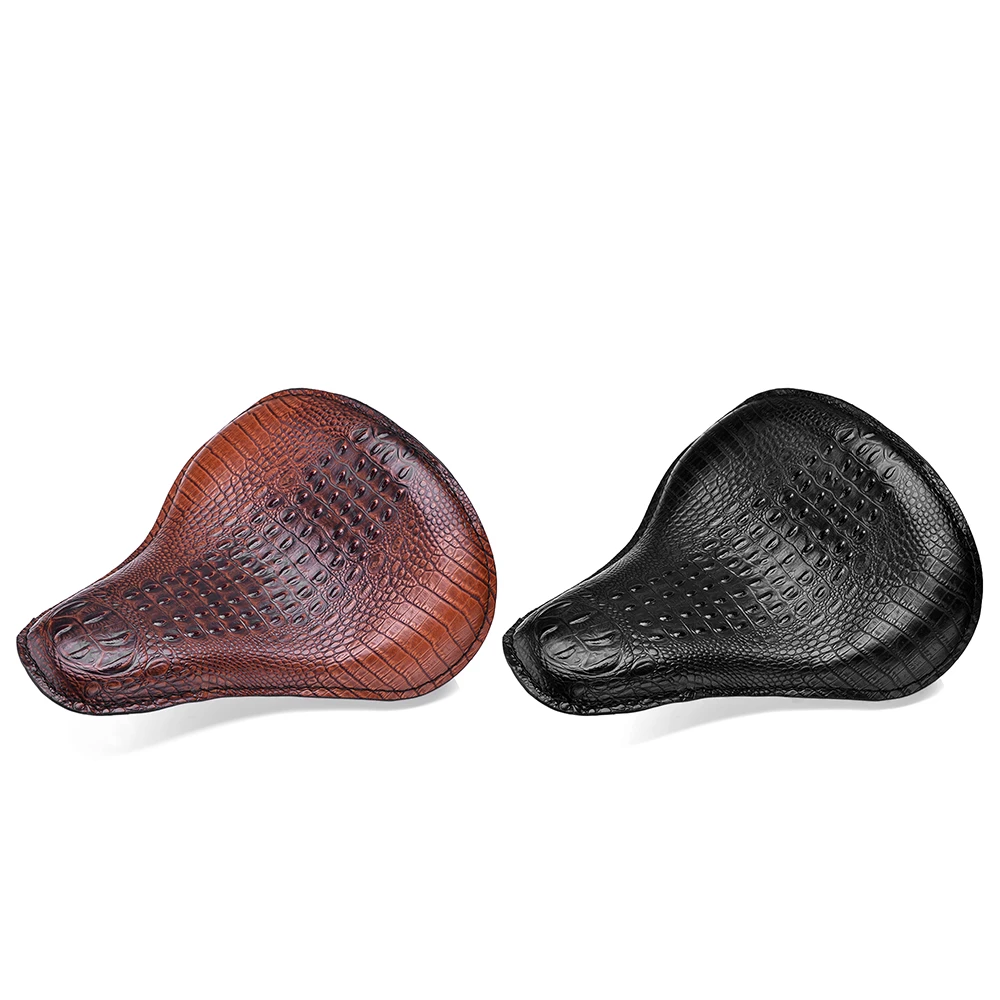 

High Quality Motorcycle Retro Brown/Black Crocodile Leather Solo Seat for Harley Custom Chopper Bobber Leather Saddle Seat