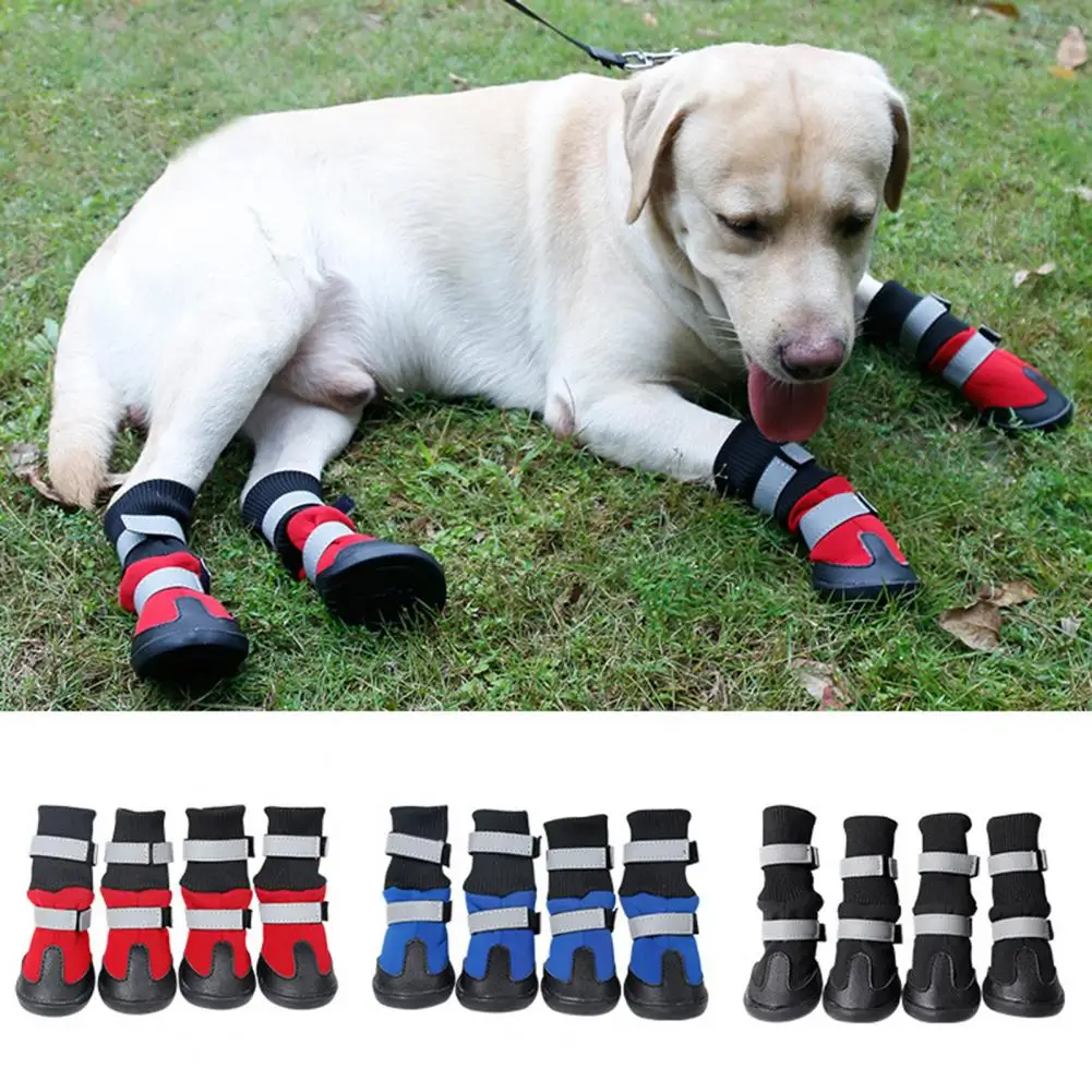 4 Pcs/Set Pet Winter Autumn High Tops Snow Boots Martin Casual Warm Slip-Resistant Rain Shoes For Small Medium Dog Boots Pet