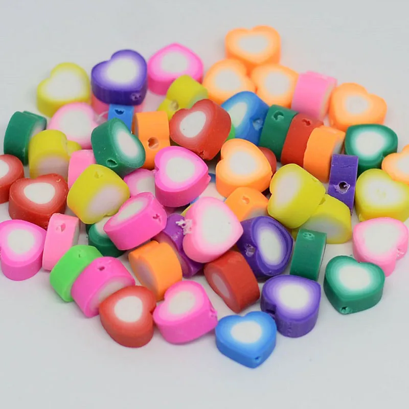 100pcs 10mm Mixed Colors Fruit Shape Smiley Beads Clay Spacer Beads Polymer Clay Beads For Jewelry Making DIY Handmade Accessory