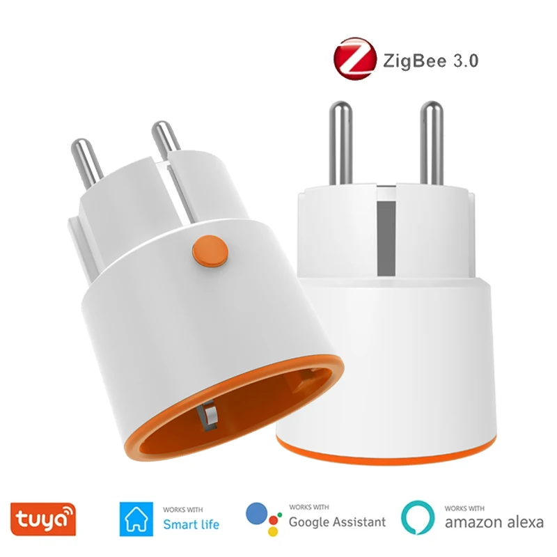 1-4PCS Tuya Smart Zigbee Power Plug 16A EU Outlet Meter smartlife Remote Control Work With Alexa Google And Tuya Hub Required