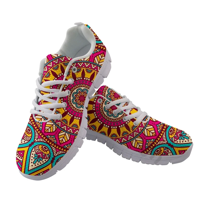 African Traditional Pattern Platform Shoes Sneakers Women Large Size Casual Runningshoes Non-slip Outdoor Travelshoes Zapatos