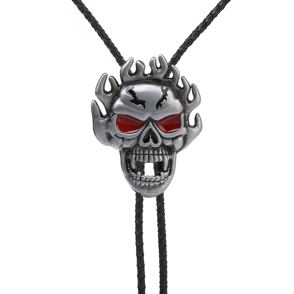 

Flame ghost head bolo tie western accessories fashion metal tie clip fashion tie western cowboy bolo tie