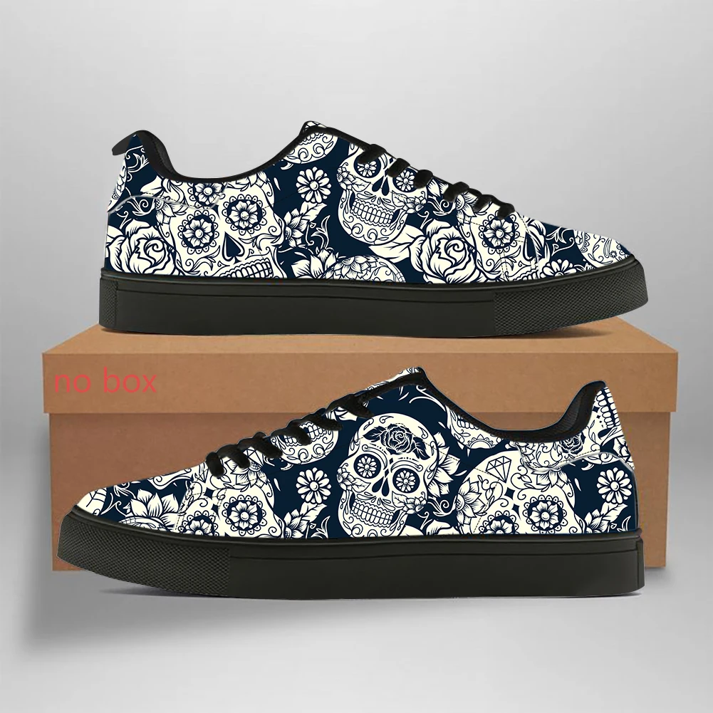 

Noisydesigns Four Seasons Men Low Top Leather Sneakers Skull Pattern Comfort Chunky Casual Shoes Women's Trainers Flats Board