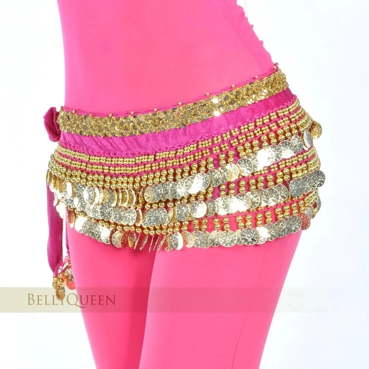 New Belly Dance Costume Clothes Indian Dance Belt Bellydance Waist Chain Hip Scarf Women Girl Dance With 338 Gold Coin 13Colors