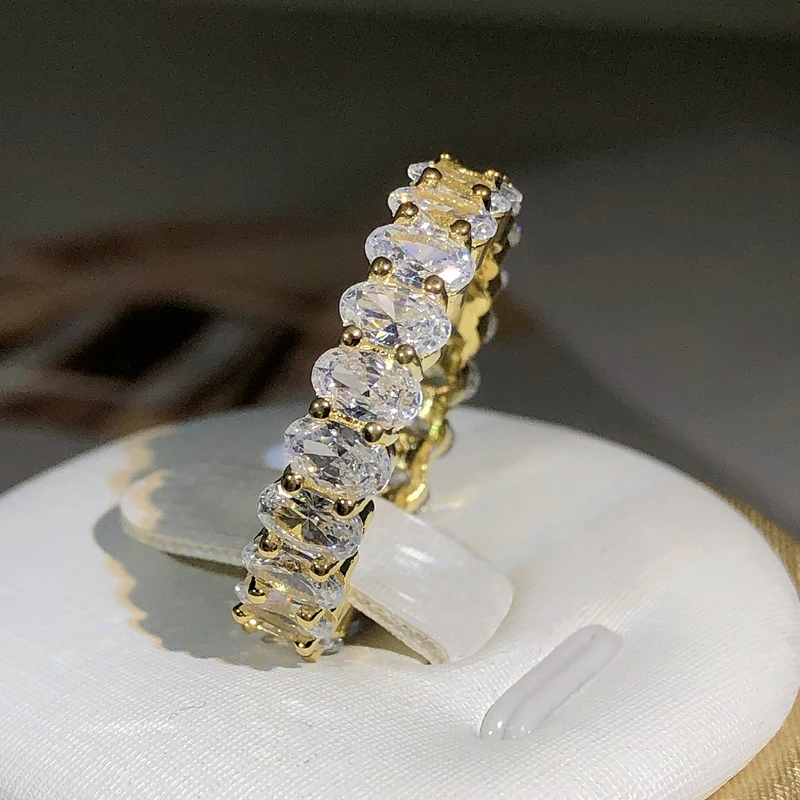 Luxury Charming Oval Crystal Engagement Promise Rings for Women 925 Sterling Silver Jewelry Shiny CZ Zircon Wedding Ring
