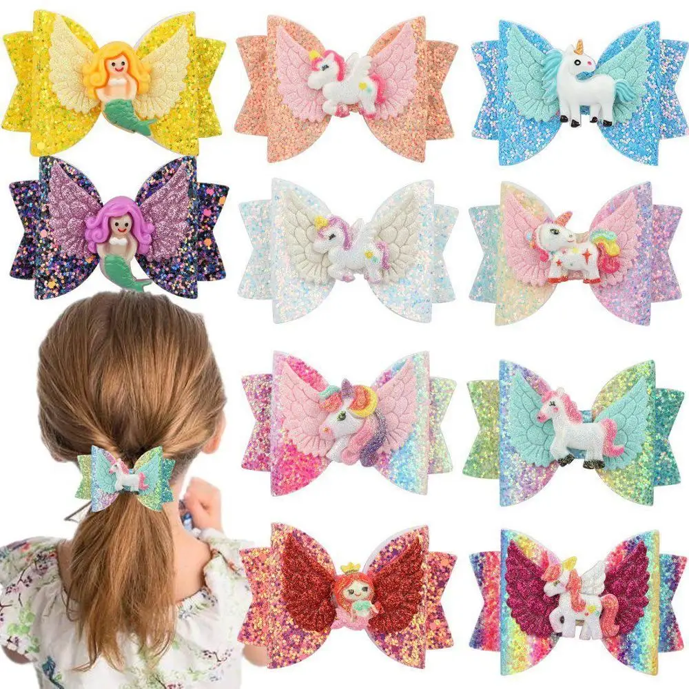 

Bulk 24pc/lot 3" Glitter Angel Wings Hair Bows with Clip Glitter Wings Hair Bows Hairpin Girls Princess Hair Clip Bowknot Clip