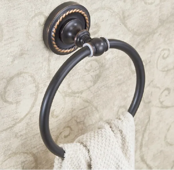 Black Oil Rubbed Brass Wall Mounted Bathroom Round Shape Towel Ring Holder 2ba214