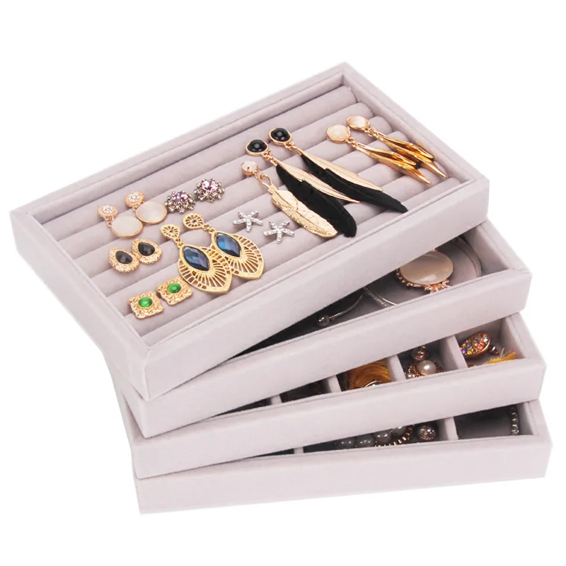 DIY Jewelry Storage Ring Packaging Gift Box Earring Holder Bracelet Jewellery Display Organizer Fully Wrapped High Level Flannel