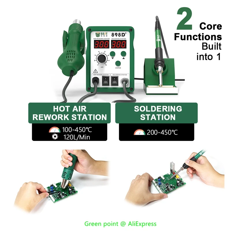 Display Led em Inteligente sem Chumbo Armas de ar Quente com Ferro de Solda Smd Bga Desoldering Estação de Solda de Retrabalho Bst898d +