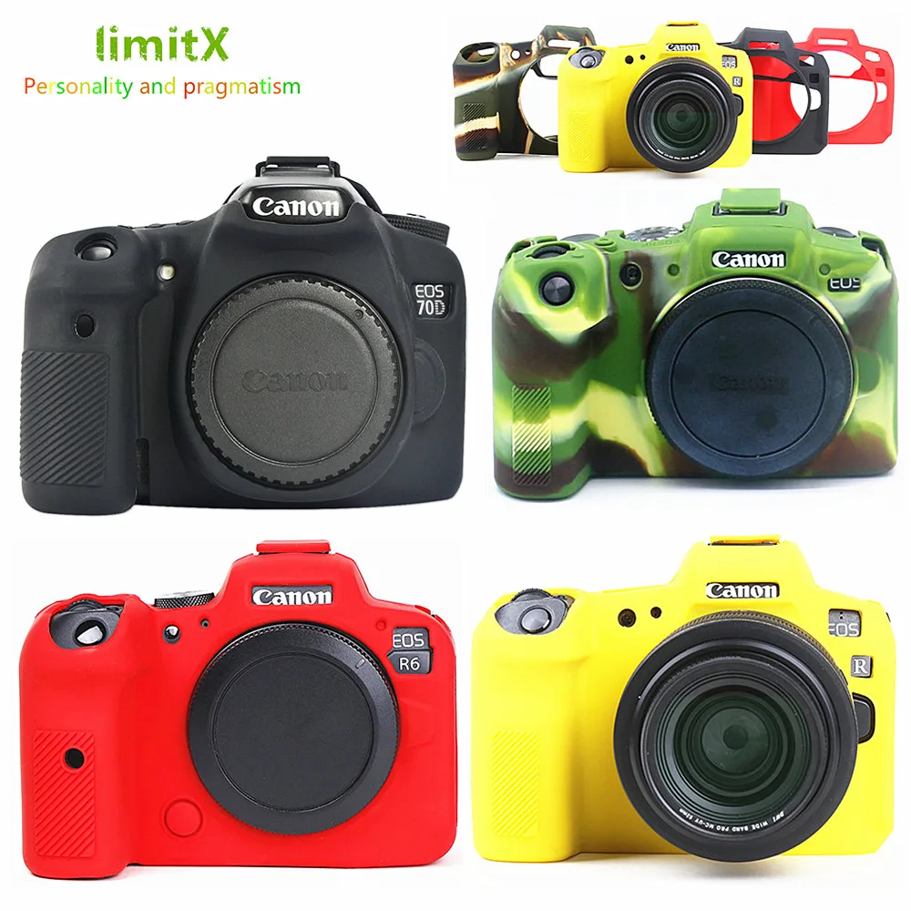 Soft Silicone Skin Case Protective Body Cover DSLR Camera Bag For Canon EOS R100 R8 R7 R6 R6II R5 R10 R50 R RP 70D 80D 2000D T7