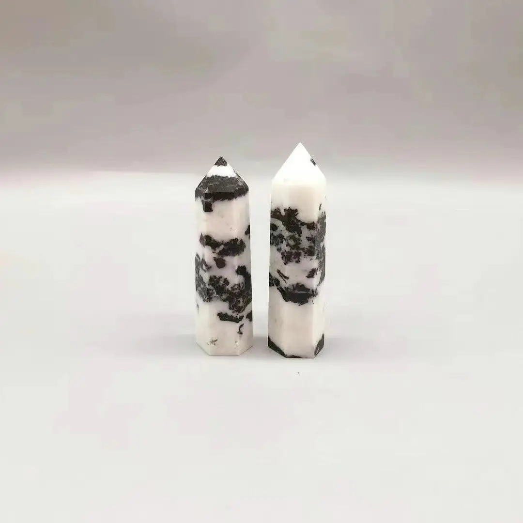 

Natural Crystals Quartz Black Zebra Pillar Energy Point Reiki Stones Room Home Office Aquarium Decoration Accessories Gemstone