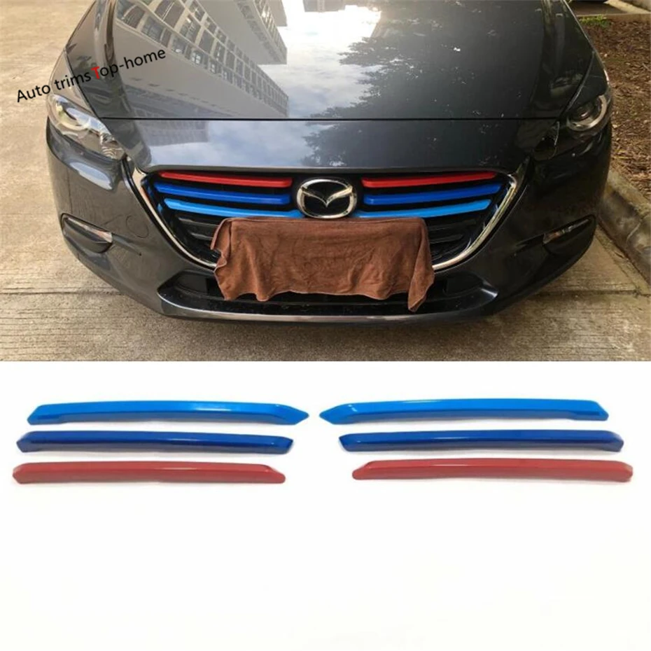 Yimaautotrims Exterior Refit Kit Fit For Mazda 3 2017 2018 Tricolor Front Grille Grill Plate Strip Cover Trim 6 Pcs / Set