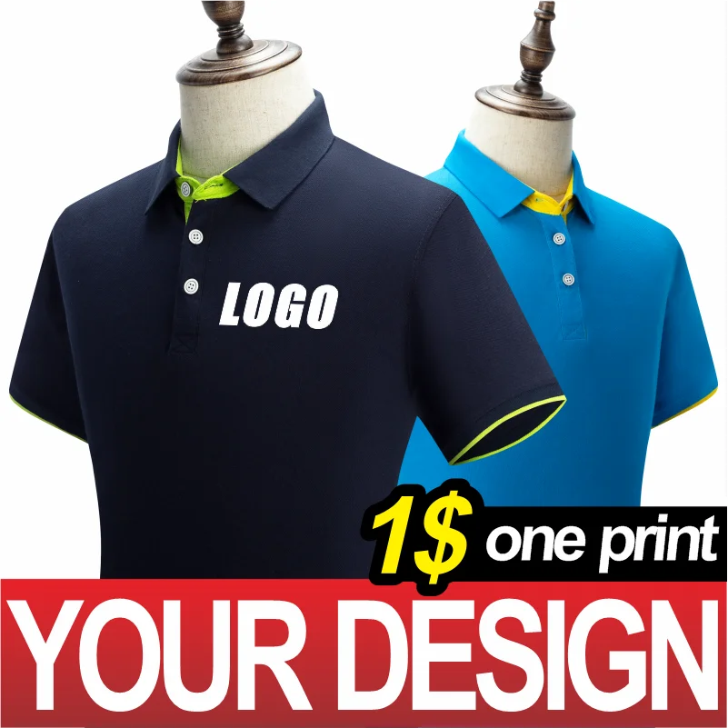 NSLP Business Polo Shirt Pure Color High Quality Cotton Top Custom Printing and Embroidery DIY Your Own Personalized Clothing