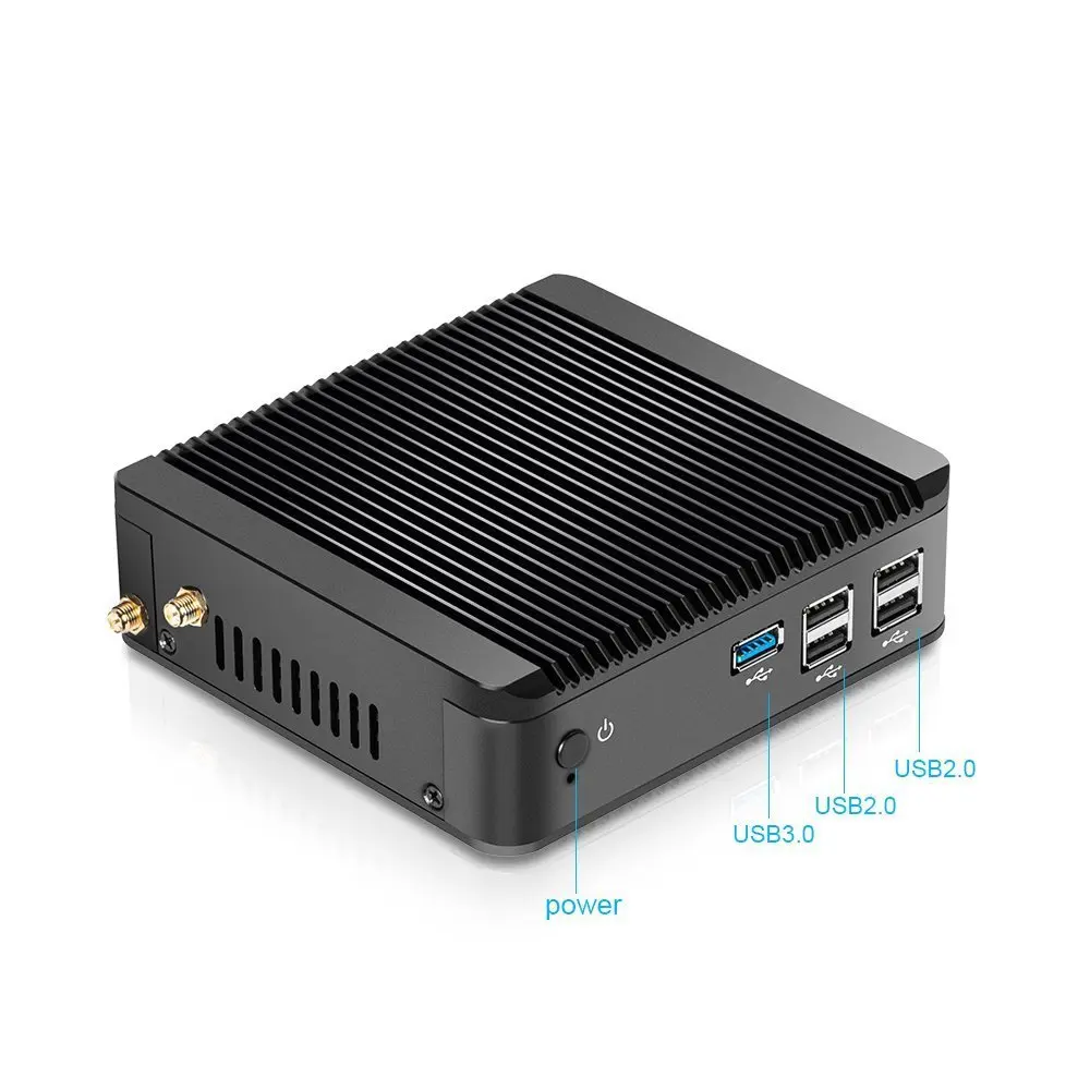 Intel Celeron N2840 J1800 N2930 N3540 J1900 Quạt Không Cánh Mini PC Windows 10 Máy Tính Cấu Hình Máy Tính Để Bàn Máy Tính HD-MI VGA WiFi 5XUSB