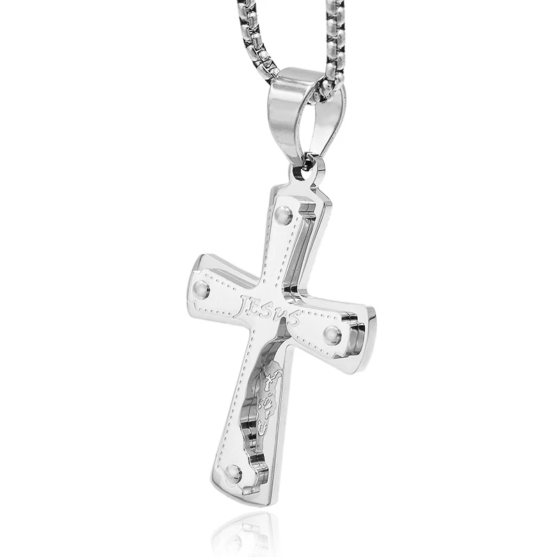 Valentine's Day Gift Men Cross Necklace Stainless Steel Retro Style Crucifix Pendant Chain Jewelry For Women DP514