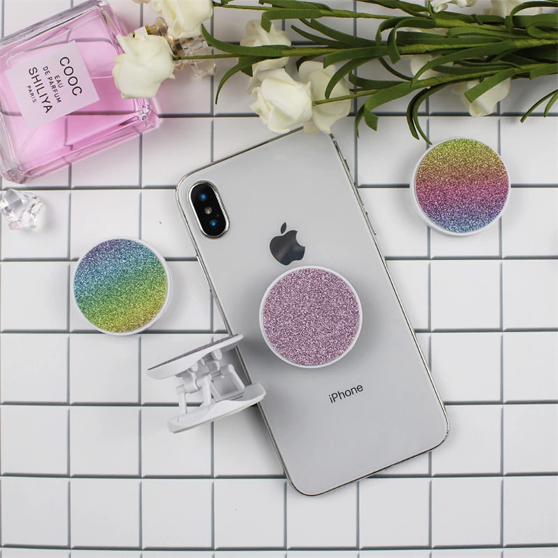 글리터 라운드 휴대폰 스탠드, 접이식 스트레치 브래킷, 전화 홀더 지지대, 1 개