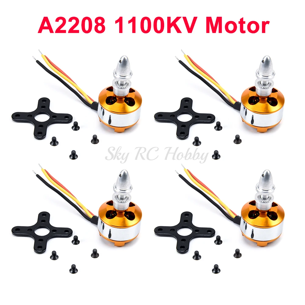 1 / 2 / 4 PCS A2208 KV1100 2208 1100KV Brushless DC Electric Motor for RC Airplanes / Boat / Vehicle Model Glider Plane Kit