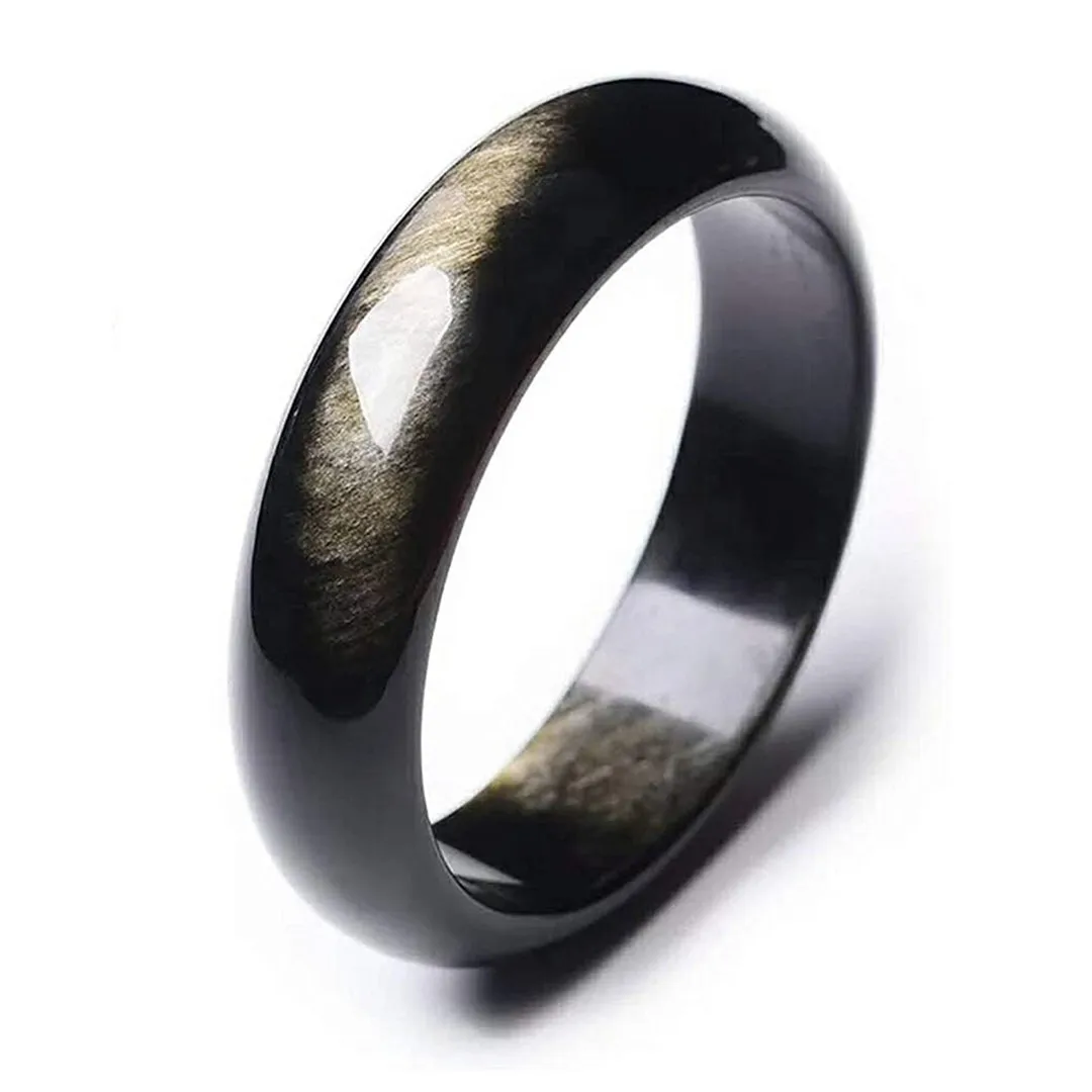 Natural Gold Obsidian Bangle Jewelry For Women Man Gift Crystal 15mm Beads Stone 53mm 54mm 55mm 56mm 57mm 58mm 59mm 60mm AAAAA