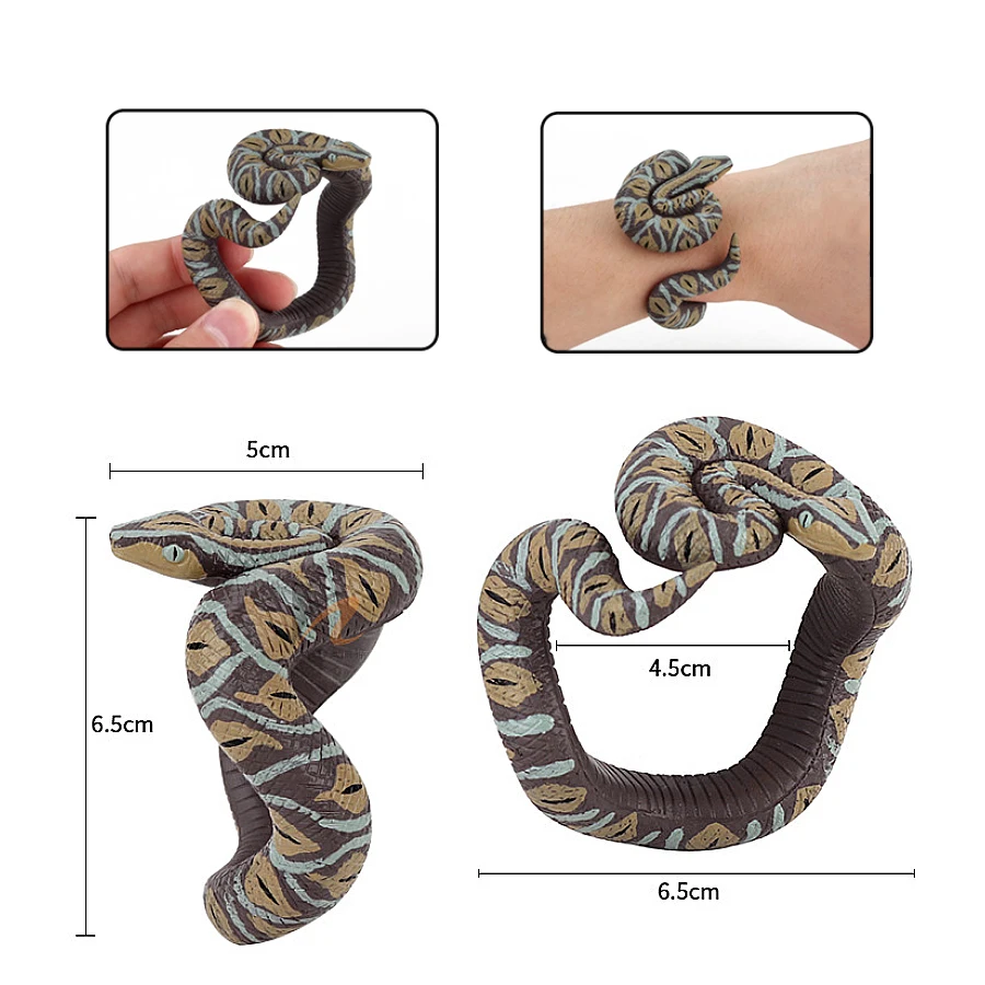 Pulsera de serpiente de cascabel con forma de pitón para niños, juguete de simulación de cobras, figura de modelo animal, regalo divertido educativo para fiesta de Halloween