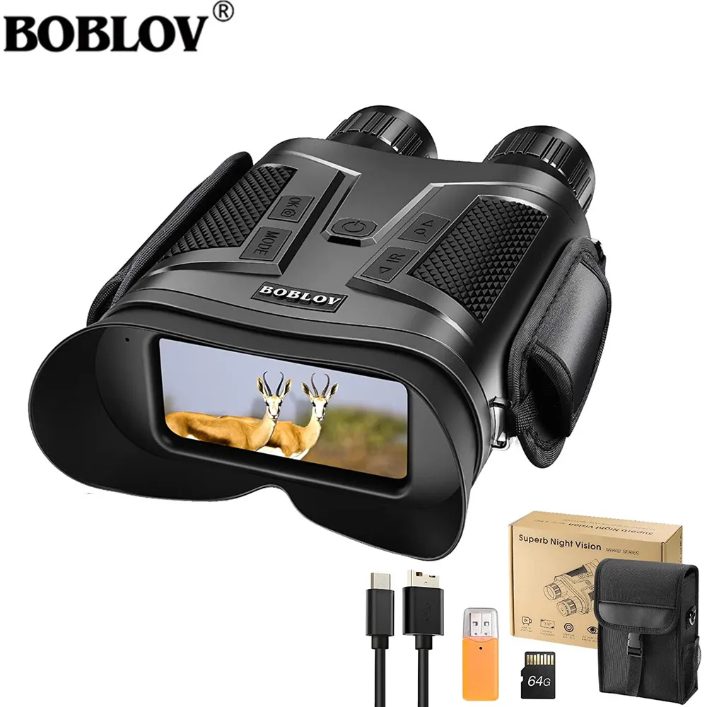 

BOBLOV Night Vison Binoculars Night Vision Googles with 64GB Card 1080P 400-800M Full Dark 8XDigital Night Vision Scope Hunting