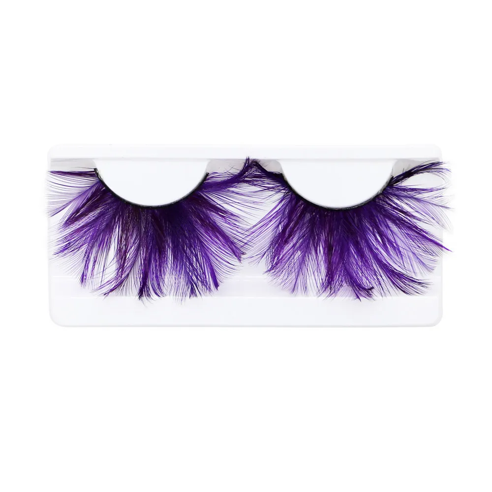 Colored Feather False Eyelashes Stage Makeup Exaggerated Thick Colorful Fake Eyelashes Soft Lashes Extension Wholesale Eyelashes