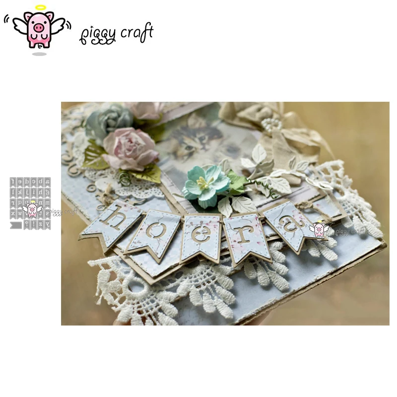 Piggy Craft metal cutting dies cut die mold Letter symbol banner Scrapbook paper craft knife mould blade punch stencils dies